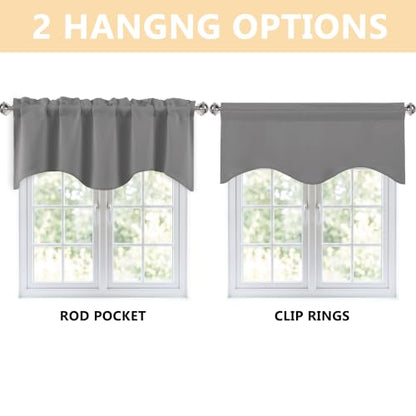 Grey Scalloped Edge Window Valance 42x18 Inches - Pack of 1