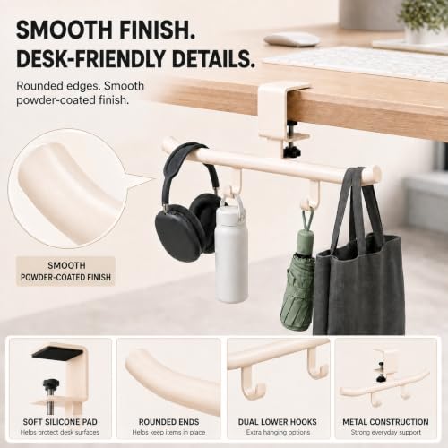Desk Bag Hook Clamp for Purse Purse Holder Desk Organizer White