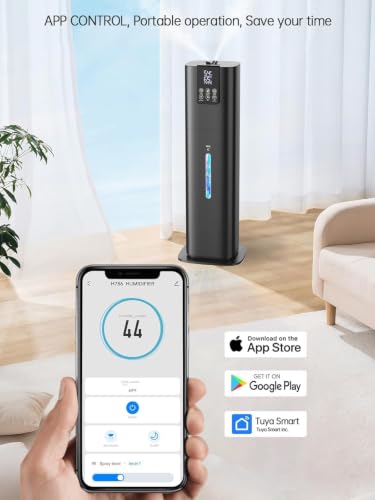 Hiswelle Black 8L Smart Humidifier for Bedroom Large Room App Control