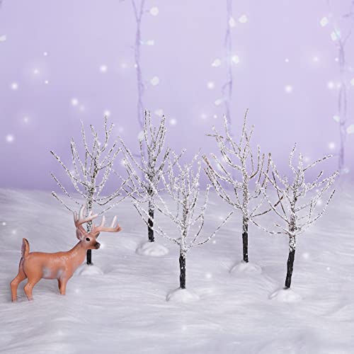Mini Christmas Village Decor Trees Snow Covered Set - 7 Pieces, Var of THIS listing