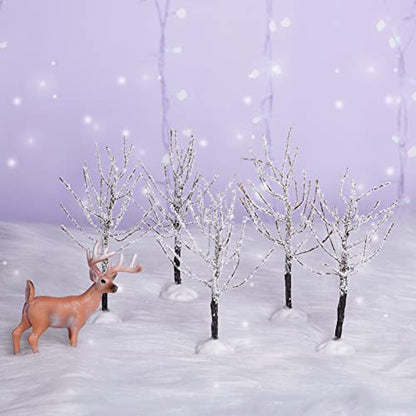 Mini Christmas Village Decor Trees Snow Covered Set - 7 Pieces, Var of THIS listing