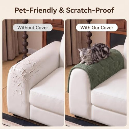 24x20 Inch Waterproof Sofa Arm Covers Set - Green, Anti-Slip Couch Protector