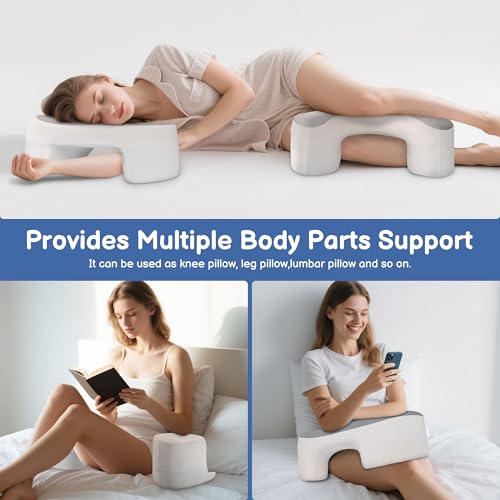 Side Sleeper Pillow with Arm Holes - Memory Foam Ergonomic Support Grey