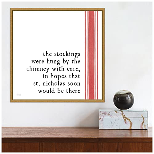 Christmas Wall Art Canvas 16x16 Framed Holiday Decor Minimalist Artwork