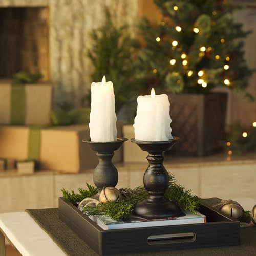 Heavy Wax Drip White Pillar Candle, 3.4 x 4.5 in, Flameless LED (Variation of THIS listing)