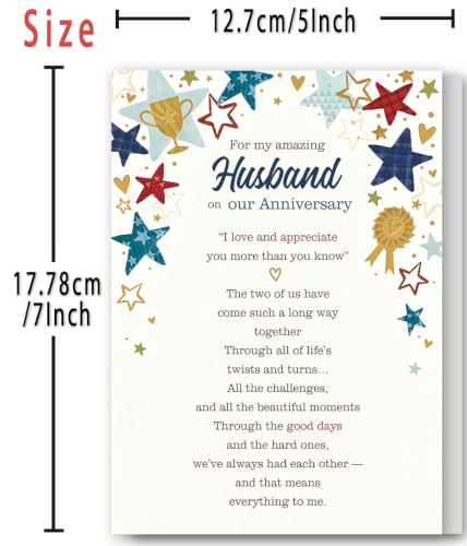 Mu-384 Anniversary Card for Husband from Wife - Romantic Gift from Wife to Husband