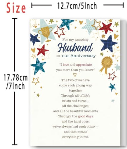 Mu-384 Anniversary Card for Husband from Wife - Romantic Gift from Wife to Husband
