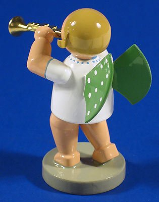 Hand-Painted Angel with Trumpet Figurine - German Craftsmanship, 6 cm