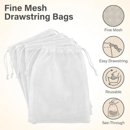 10 Pcs Fine Mesh Nylon Straining Bags for Homebrew Beer Wine & Cider Brewing
