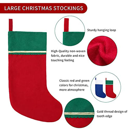 Red & White Felt Christmas Stockings 19 Inches - 36 Pack with Gold Trim, Holiday Decor
