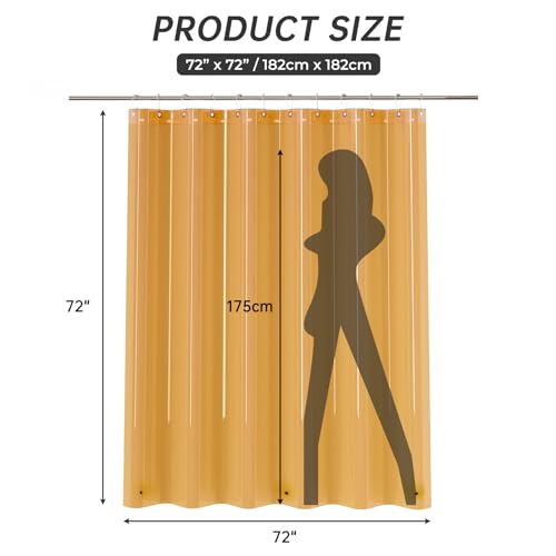 AmazerBath Long Shower Curtain Liner, 72x78 Plastic White Shower Curtain Liner, Cute Waterproof PEVA Shower Curtains, Lightweight Shower Curtains for Bathroom with Magnets and 12 Rustproof Grommets