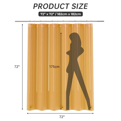 AmazerBath Long Shower Curtain Liner, 72x78 Plastic White Shower Curtain Liner, Cute Waterproof PEVA Shower Curtains, Lightweight Shower Curtains for Bathroom with Magnets and 12 Rustproof Grommets