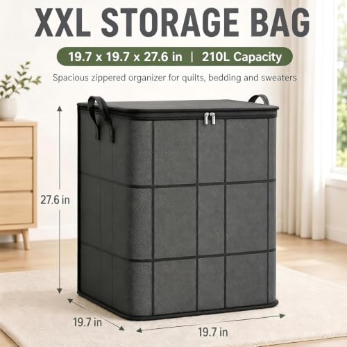 Large Capacity Foldable Storage Bags - Heavy Duty Moving & Closet Organizer, 3 Pack