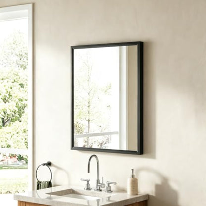 Recessed & Surface Mount Mirror Medicine Cabinet - Moistureproof Black Iron Bathroom Storage, 14x24 Inches
