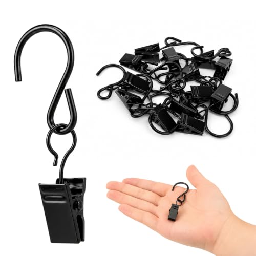 50 Pack Metal Curtain Clips with Hooks for Hanging & Organization