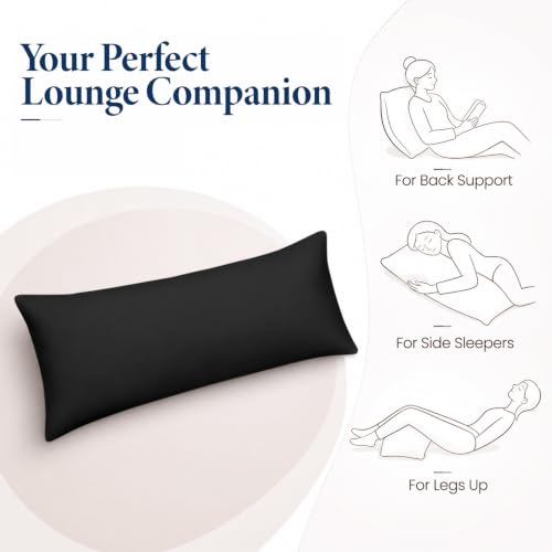 SHOUREN Body Pillow Black 14x36in for Side Sleepers & Maternity Support
