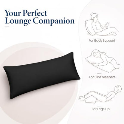 SHOUREN Body Pillow Black 14x36in for Side Sleepers & Maternity Support