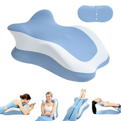 Blue Grey Ergonomic Support Pillow for Reading & Couples, Multi-Functional Body Wedge