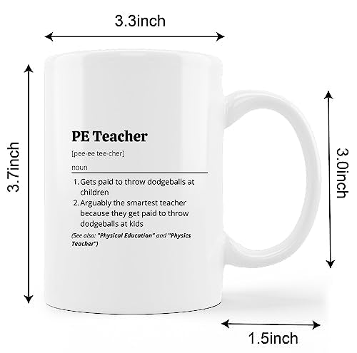 PE Teacher Ceramic Mug 11oz Coffee Tea Cup with Handle - Minimalist Design