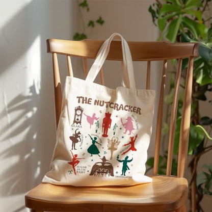 Nutcracker Canvas Tote Bag for Women, Reusable Shoulder Bag for Grocery & Beach