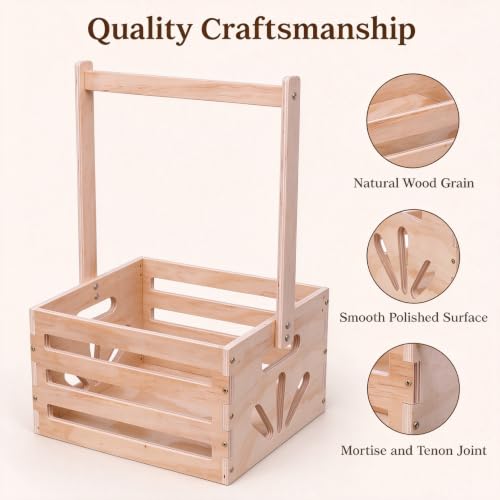 Wooden Baby Shower Storage Crate - Nursery Organizer with Handle