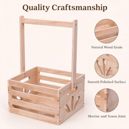 Wooden Baby Shower Storage Crate - Nursery Organizer with Handle