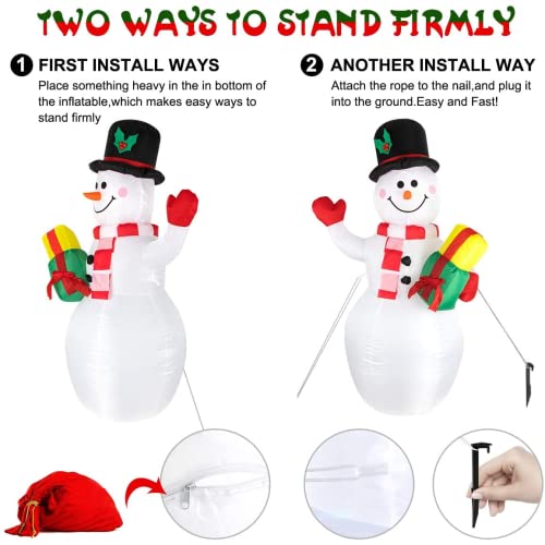 Inflatable Christmas Snowman with Rotating LED Lights - Outdoor Yard Decor