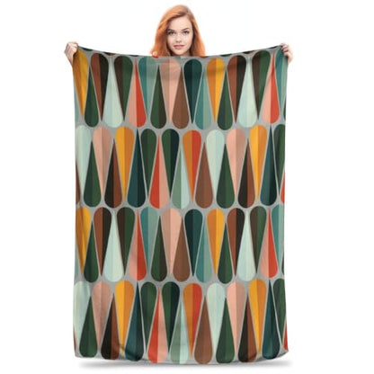 Mid Century Retro Abstract Plush Throw Blanket - 80x60 Inches - Cozy Fleece for Sofa Couch Bed - Variation of THIS listing