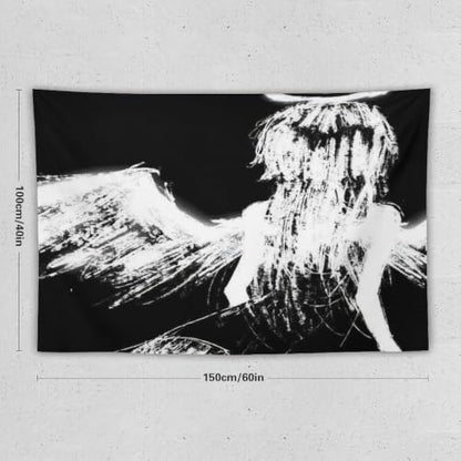 Black Angel Tapestry Wall Hanging Gothic Home Decor for Living Room Bedroom Office - White03, 40x60 Inch