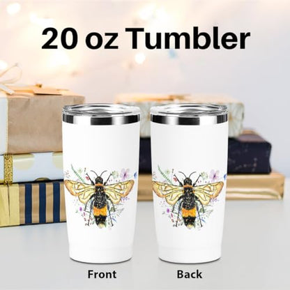 Bee Gifts Cute Bees Tumbler 20oz Stainless Steel Travel Cup with Lid - Bees Themed Gift for Women Men Children Variation of Bee Cute 1123
