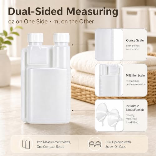2-Pack 16oz Plastic Flask with Built-In Shot Glass and Graduated Dispenser for Liquor, Oil, Camping & Travel