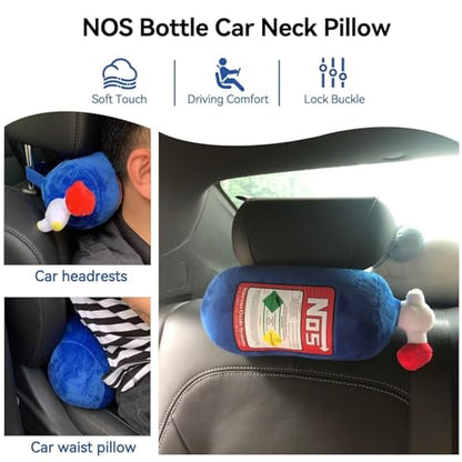 Car Neck Pillow, NOS Bottle Design Plush Car Headrest Pillow Neck Support Pillow for Car Seat, Office Chair, Travel, 11 x 4.7in (1)