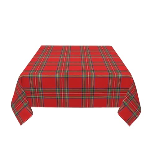 Christmas Red Green Buffalo Plaid 54x54 Inch Square Tablecloth - Washable & Stain-Resistant Home Decor