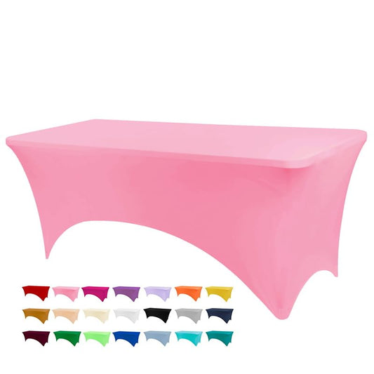 BDDC Table Covers for 6 Foot Tables, Spandex Table Covers 6ft, Hot Pink Table Cloths Rectangle 6ft for Events, Wedding, Banquets & Parties