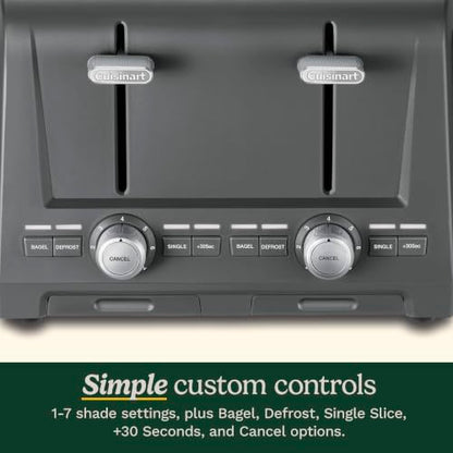 Cuisinart 4-Slice XL Slot Toaster Grey with Wide Slots and 7 Shade Settings