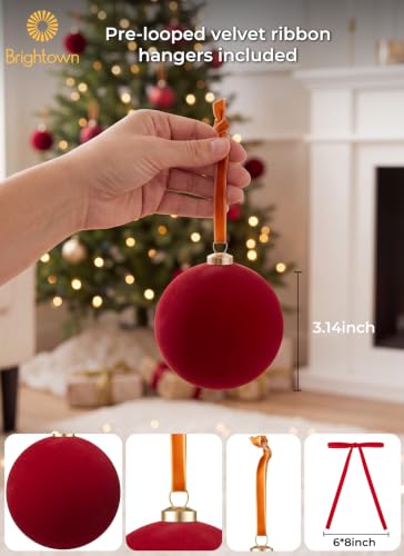 Christmas Velvet Ornament Set - Burgundy with 15 Tree Balls & 36 Bows