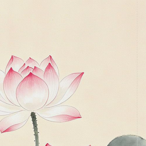 Japanese Noren Doorway Curtain Tapestry Lotus Design Green 33.5x59 Inches
