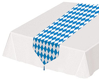 Printed Oktoberfest Table Runner Party Accessory 11x6 Feet Blue & White