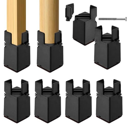 8 Pack Adjustable Bed Risers - 3 Inch Height with Screw Clamp, Heavy Duty Steel