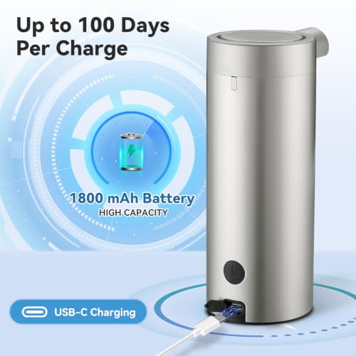 Automatic Liquid Soap Dispenser Touchless Stainless Steel Rechargeable - Silver