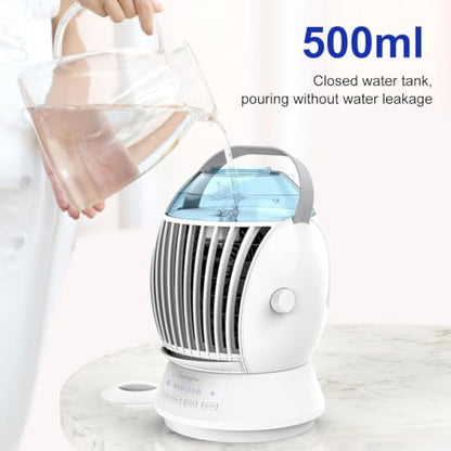 White Portable Air Conditioner, 3-in-1 Evaporative Cooler Mini AC for Room Car Office