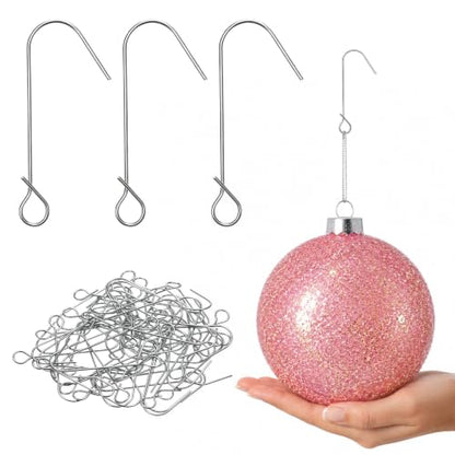 Heavy Duty Metal Christmas Ornament Hooks - 50 Pack, Silver