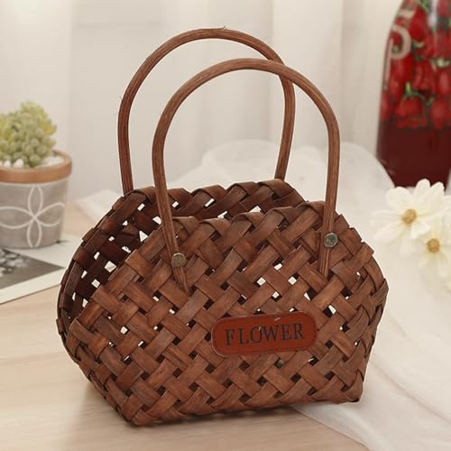 Handcrafted Wood Chip Storage Basket A - Lightweight Decorative Fruit and Flower Basket