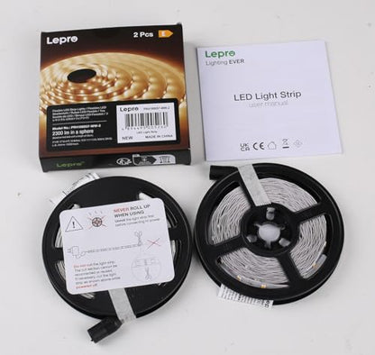 Lepro 32.8ft LED Strip Light Kit - Flexible 12V SMD 2835, Warm White, Pack of 2
