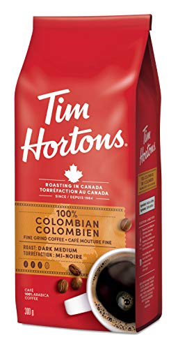 Tim Hortons 100% Colombian Dark Medium Roast Fine Grind Coffee 300g