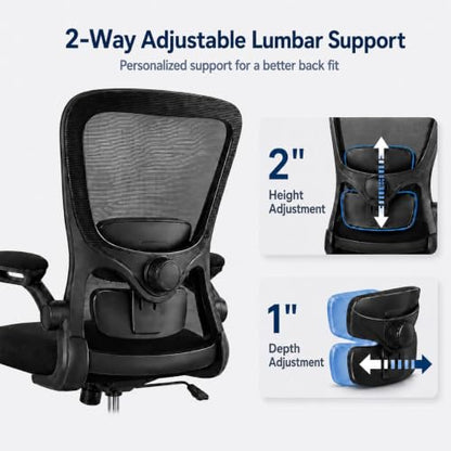 Ergonomic Office Chair with Lumbar Support for Lower Back Relief, Supports 330 lbs