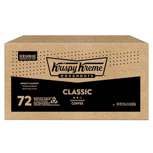 Krispy Kreme Classic, Single-Serve Keurig K-Cup Pods, Medium Roast Coffee, 12 Count (Pack of 6)
