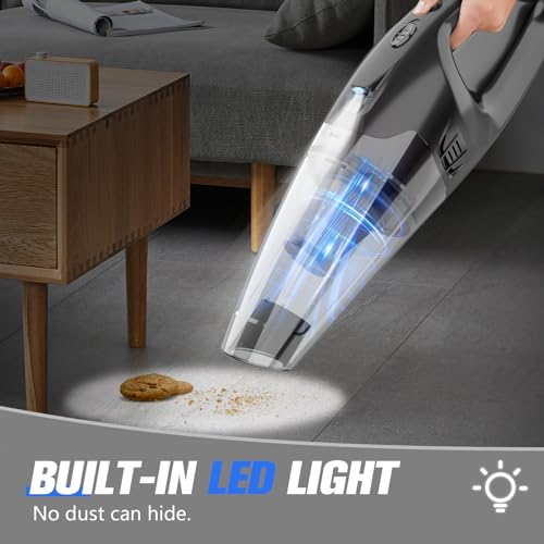 Cordless Handheld Vacuum Cleaner with 12kPa Suction, 25-Minute Runtime