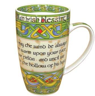 Irish Blessing Mug Set with Shamrock Design - Bone China, Galway Ireland