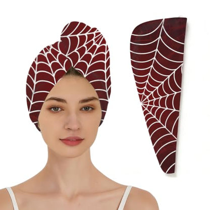 Microfiber Hair Towel Wrap with Bright Gradient Spider Web Print - 25.6x9.8 inch
